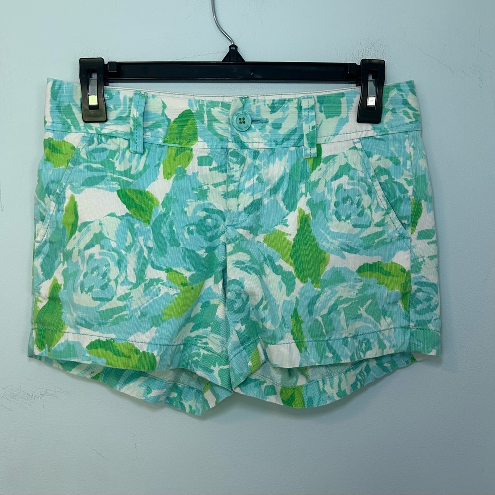 Lilly Pulitzer Blue & Green Tidal Wave Pans Garden The Callahan Shorts Size 00